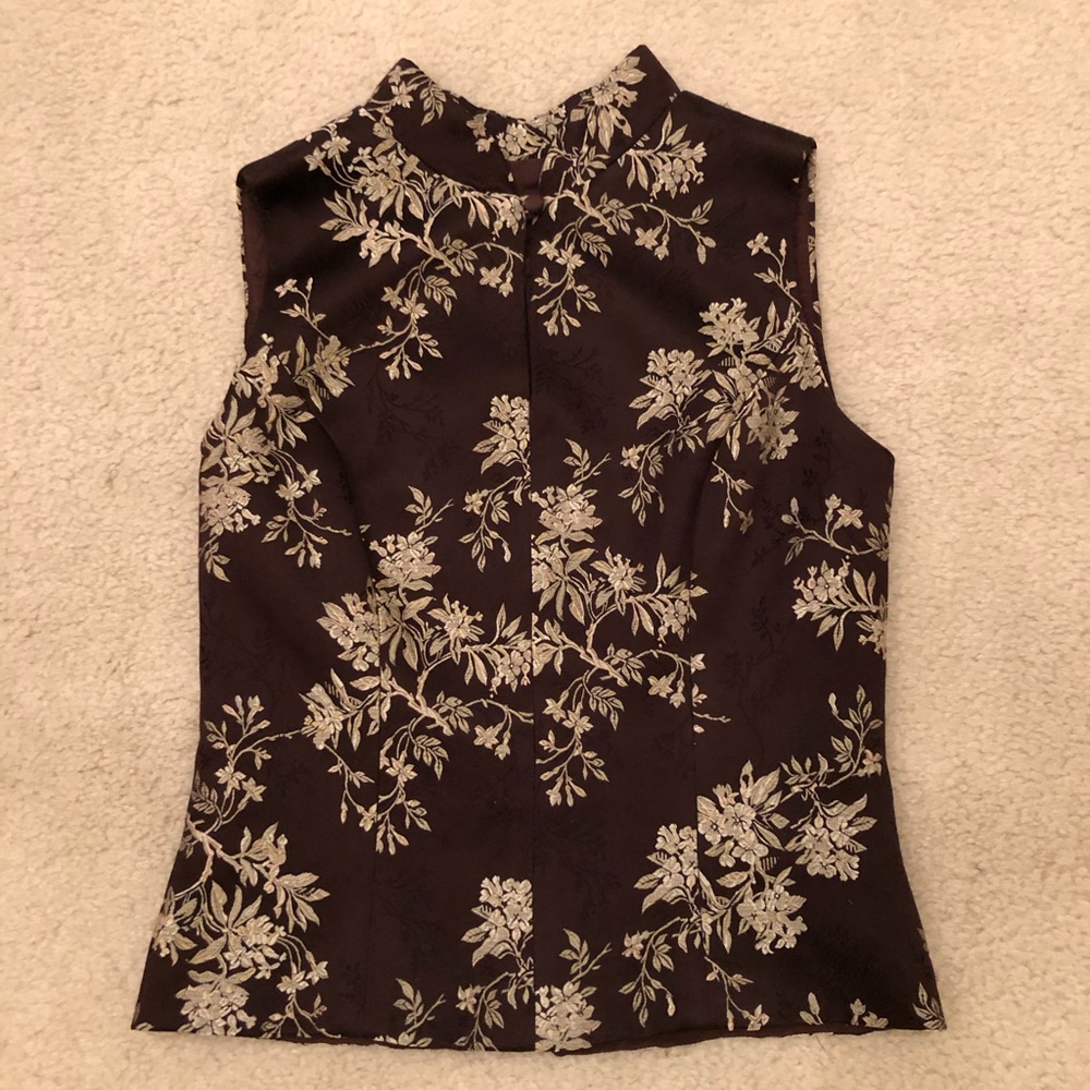 Brown floral silk blouse vintage